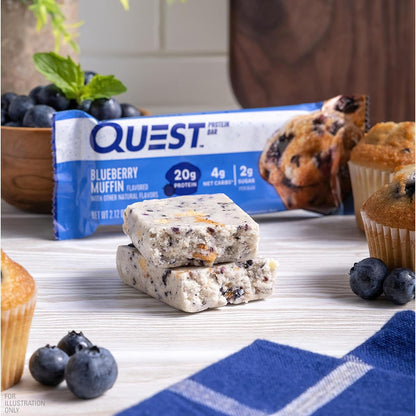 Nutrition Blueberry Muffin Protein Bars, 20G Protein, 2G Sugar, 5G Net Carb, Gluten Free, Keto Friendly, 12 CountNutrition Blueberry Muffin Protein Bars, 20G Protein, 2G Sugar, 5G Net Carb, Gluten Free, Keto Friendly, 12 Count