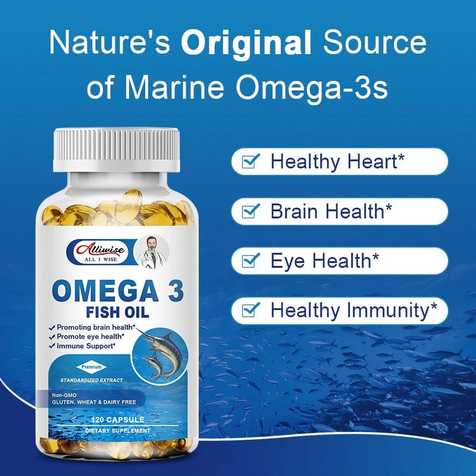 Omega 3 Fish Oil | EPA & DHA | Omega 3 Fatty Acids | Premium Burpless Softgel Supplements (120 Count)Omega 3 Fish Oil | EPA & DHA | Omega 3 Fatty Acids | Premium Burpless Softgel Supplements (120 Count)