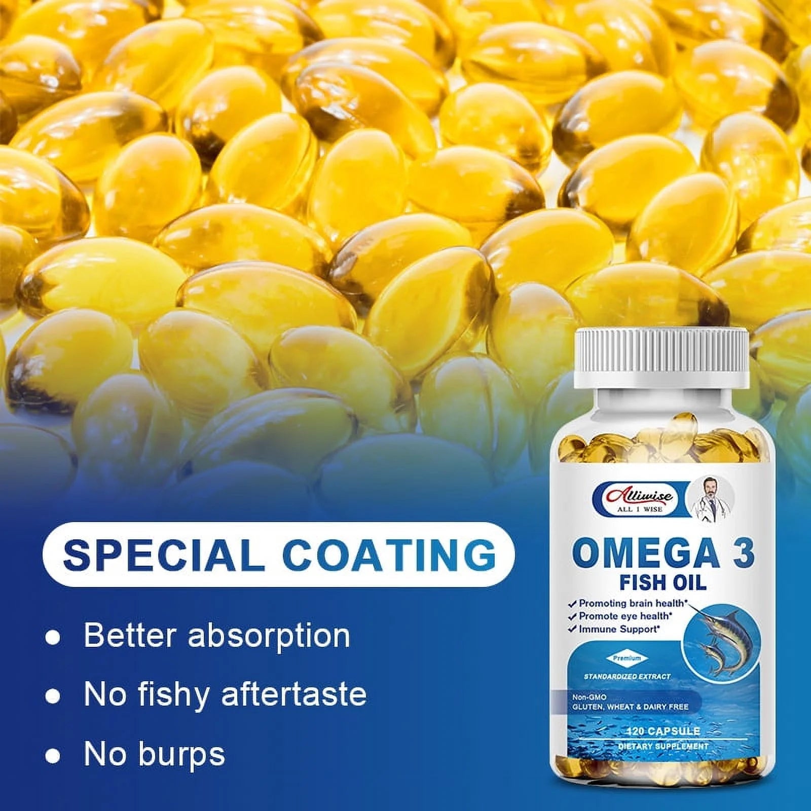 Omega 3 Fish Oil | EPA & DHA | Omega 3 Fatty Acids | Premium Burpless Softgel Supplements (120 Count)Omega 3 Fish Oil | EPA & DHA | Omega 3 Fatty Acids | Premium Burpless Softgel Supplements (120 Count)