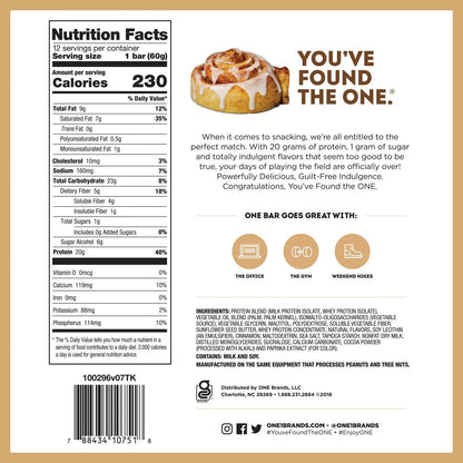 ONE Protein Bar, Cinnamon Roll, 20G Protein, 12 CtONE Protein Bar, Cinnamon Roll, 20G Protein, 12 Ct