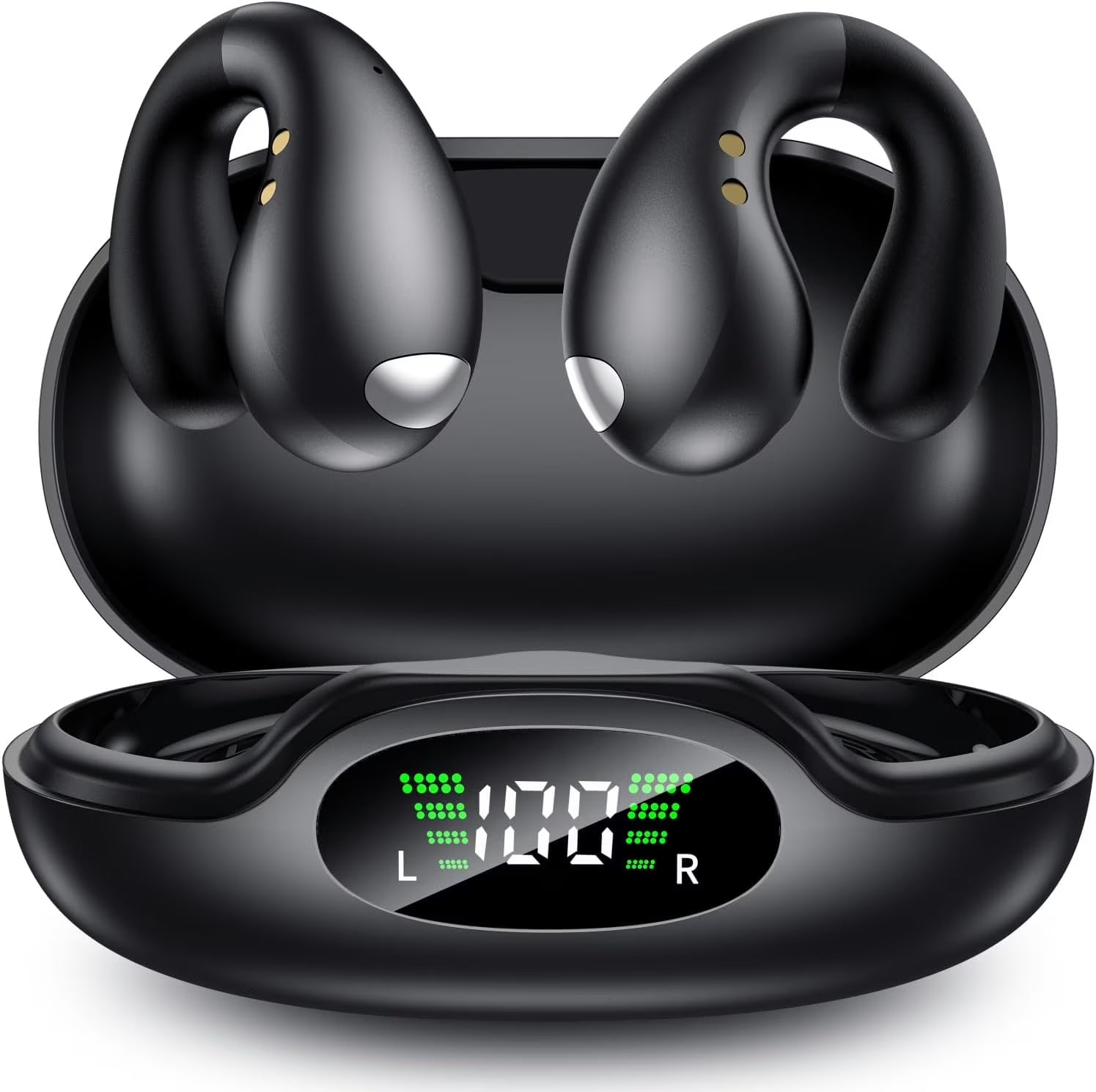 Open Ear Clip Wireless Earbuds Bluetooth 5.3, Sports Earphones Bone Conduction Over - The - Ear Headphones, Wireless Charging Case & Display, Waterproof Fitness HeadphonesOpen Ear Clip Wireless Earbuds Bluetooth 5.3, Sports Earphones Bone Conduction Over - The - Ear Headphones, Wireless Charging Case & Display, Waterproof Fitness Headphones