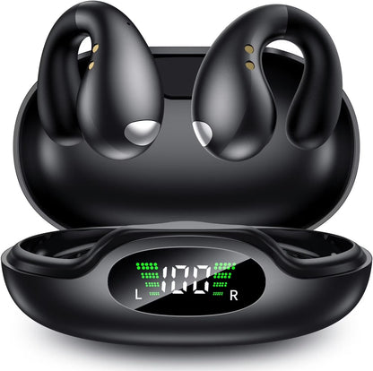 Open Ear Clip Wireless Earbuds Bluetooth 5.3, Sports Earphones Bone Conduction Over - The - Ear Headphones, Wireless Charging Case & Display, Waterproof Fitness HeadphonesOpen Ear Clip Wireless Earbuds Bluetooth 5.3, Sports Earphones Bone Conduction Over - The - Ear Headphones, Wireless Charging Case & Display, Waterproof Fitness Headphones