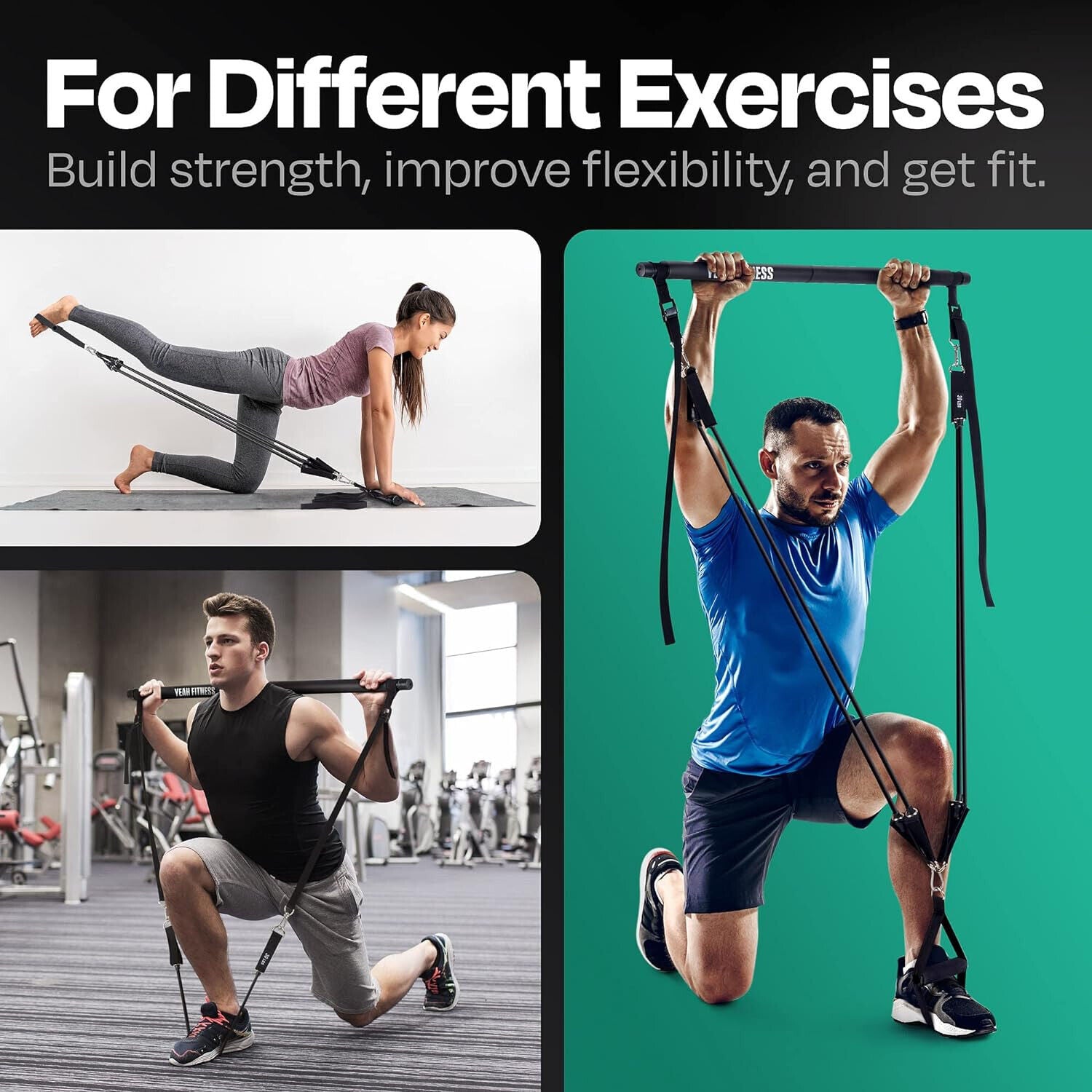 Pilates Bar Kit - Portable Home Gym Workout Equipment with Resistance Bands NEW-Nature Fitness