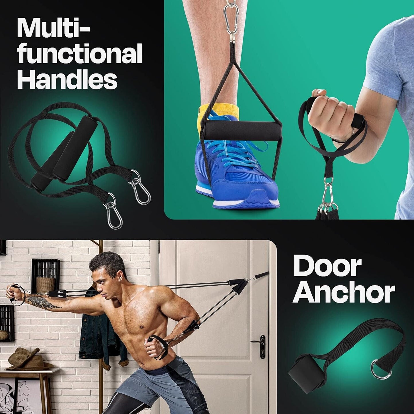 Pilates Bar Kit - Portable Home Gym Workout Equipment with Resistance Bands NEW-Nature Fitness