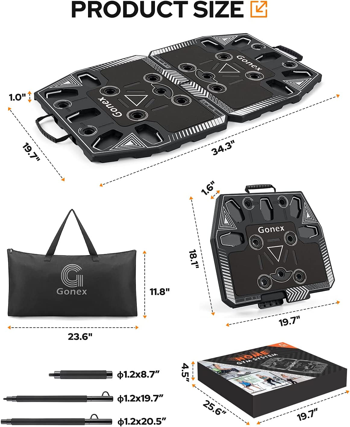 Portable Home Gym Workout Equipment with 14 Exercise Accessories Ab Roller Wheel,Elastic Resistance Bands,Push-Up Stand,Post Landmine Sleeve and More for Full Body Workouts System-Nature Fitness