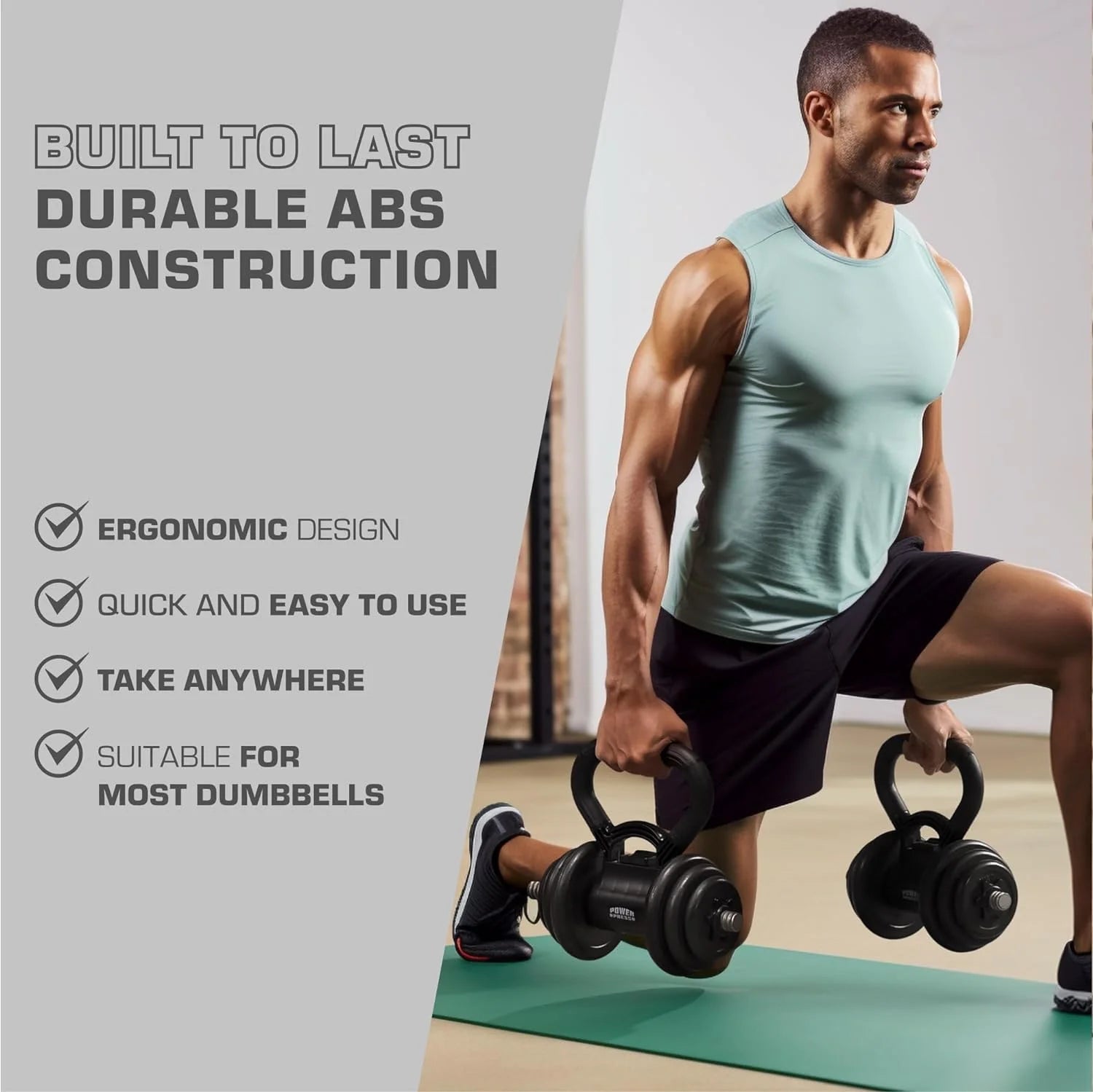 Powerpress Kettlebell Handle - Black Grip Attachment - Home Workout AccessoryPowerpress Kettlebell Handle - Black Grip Attachment - Home Workout Accessory