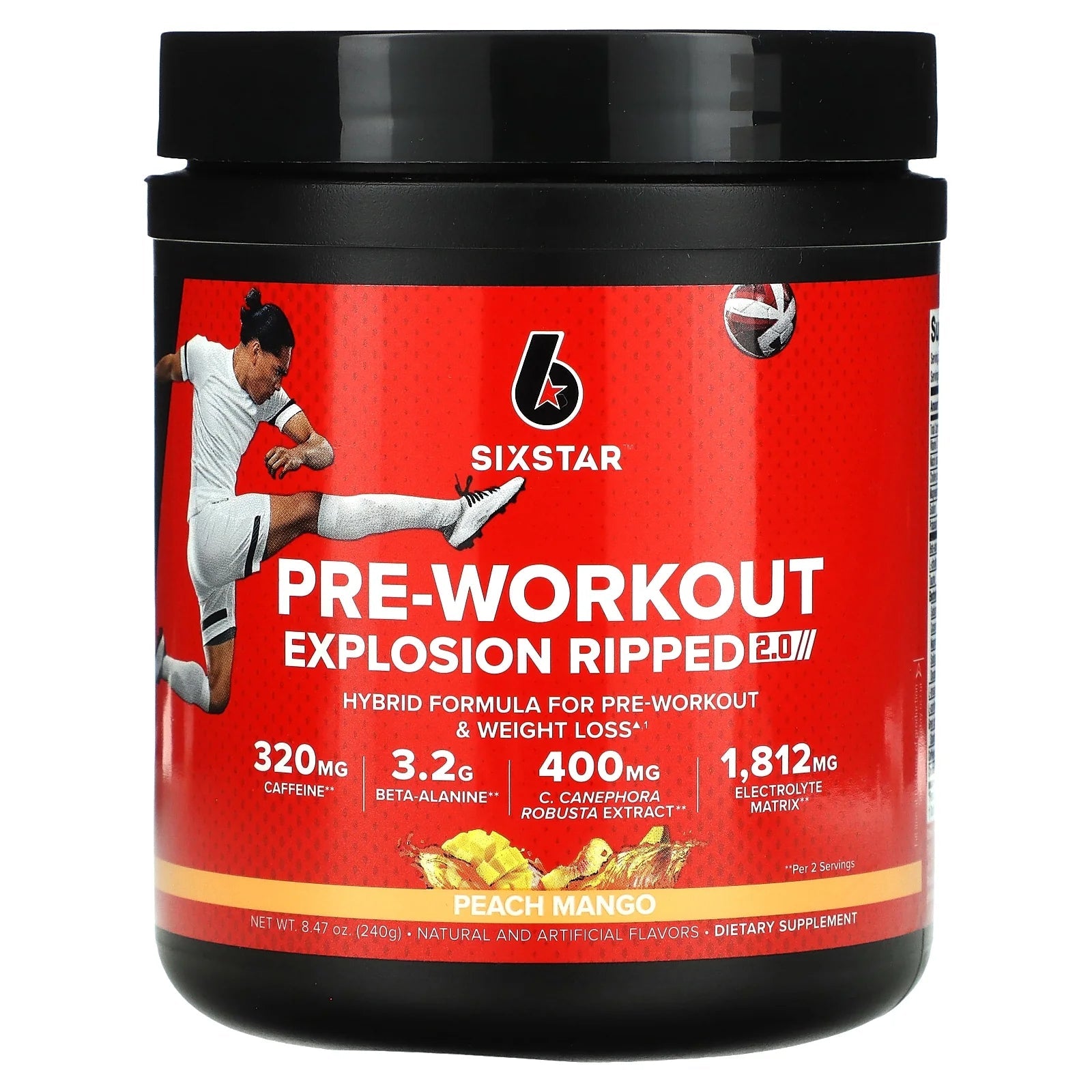 Pre - Workout Explosion Ripped 2.0, Peach Mango, 8.47 Oz (240 G)Pre - Workout Explosion Ripped 2.0, Peach Mango, 8.47 Oz (240 G)