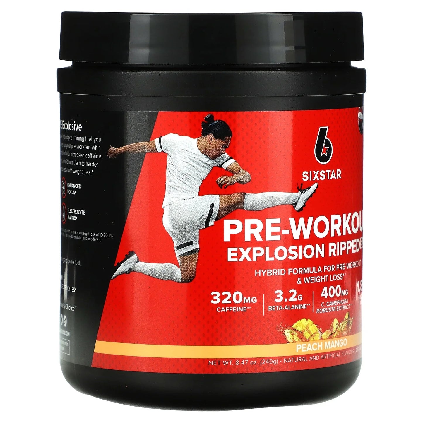 Pre - Workout Explosion Ripped 2.0, Peach Mango, 8.47 Oz (240 G)Pre - Workout Explosion Ripped 2.0, Peach Mango, 8.47 Oz (240 G)