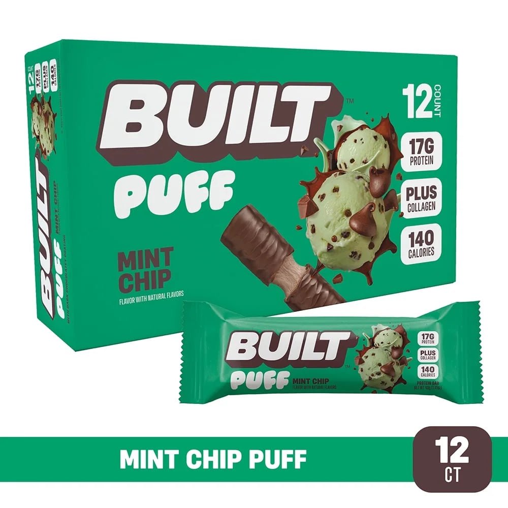, Puff Protein Bars, Mint Chip, High Protein, Collagen, Gluten Free, 12 Count, Puff Protein Bars, Mint Chip, High Protein, Collagen, Gluten Free, 12 Count