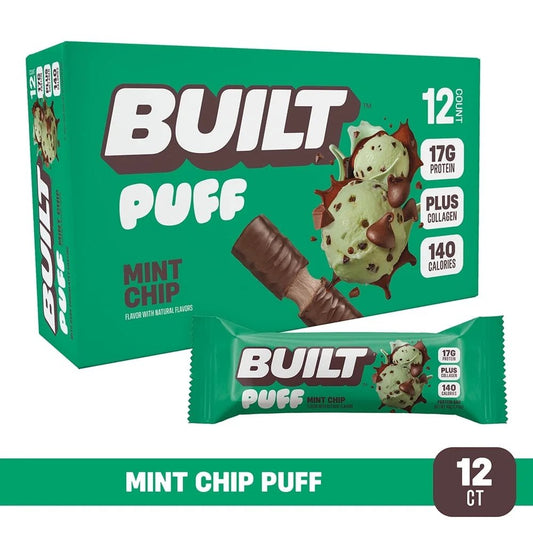, Puff Protein Bars, Mint Chip, High Protein, Collagen, Gluten Free, 12 Count, Puff Protein Bars, Mint Chip, High Protein, Collagen, Gluten Free, 12 Count