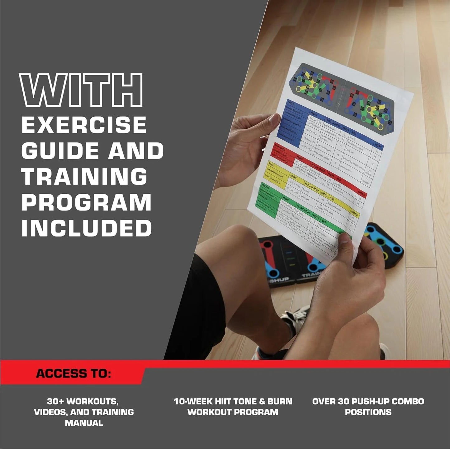 Push up Board - Fitness Full Upper Body Workout Handles for Perfect Push - Up Form - Exercise Board for Men or Women - Adjustable (Black)Push up Board - Fitness Full Upper Body Workout Handles for Perfect Push - Up Form - Exercise Board for Men or Women - Adjustable (Black)