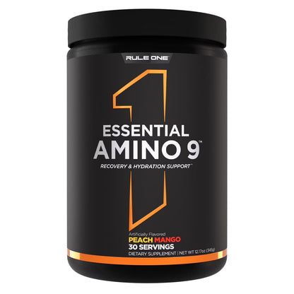 RULE 1 Essential Amino 9 Peach Mango 30 Serv Amino Acids Hydration 345GRULE 1 Essential Amino 9 Peach Mango 30 Serv Amino Acids Hydration 345G