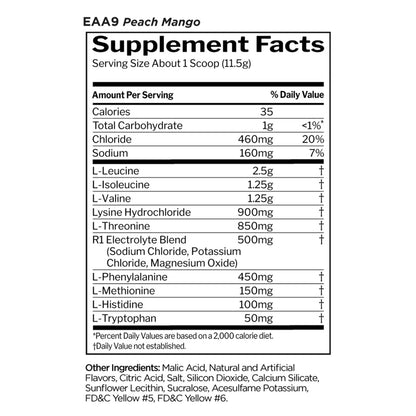RULE 1 Essential Amino 9 Peach Mango 30 Serv Amino Acids Hydration 345GRULE 1 Essential Amino 9 Peach Mango 30 Serv Amino Acids Hydration 345G