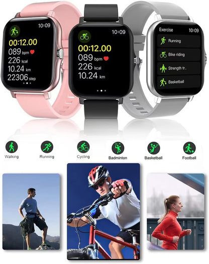 Smart Fitness Tracker Watch for Android/Ios - IP68, Heart Rate/Blood Oxygen/Sleep Monitoring, 8 Sports Modes, Breath Training, Weather Updates - 1.69-Inch Display for Men and Women (Rose Gold)-Nature Fitness