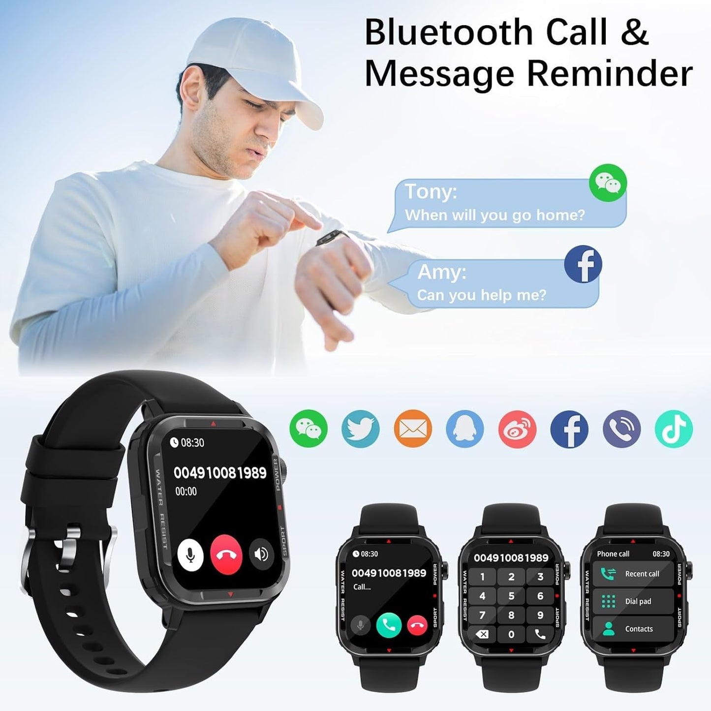 Smart Watches for Men (Answer/Make Call), Fitness Tracker with 123 Sport Modes, Heart Rate Monitor, Spo2, Step Counter, Sleep Tracker, IP68 Waterproof Sports Watch, Fitness Watch for Iphone ＆ AndroidSmart Watches for Men (Answer/Make Call), Fitness Tracker with 123 Sport Modes, Heart Rate Monitor, Spo2, Step Counter, Sleep Tracker, IP68 Waterproof Sports Watch, Fitness Watch for Iphone ＆ Android
