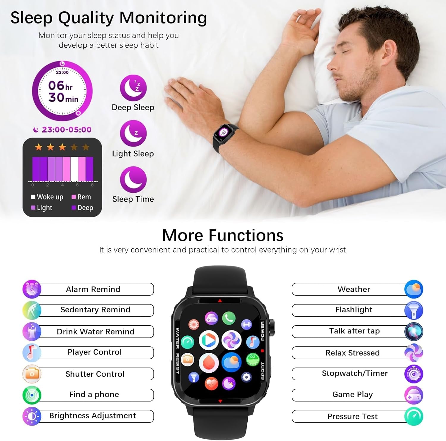 Smart Watches for Men (Answer/Make Call), Fitness Tracker with 123 Sport Modes, Heart Rate Monitor, Spo2, Step Counter, Sleep Tracker, IP68 Waterproof Sports Watch, Fitness Watch for Iphone ＆ AndroidSmart Watches for Men (Answer/Make Call), Fitness Tracker with 123 Sport Modes, Heart Rate Monitor, Spo2, Step Counter, Sleep Tracker, IP68 Waterproof Sports Watch, Fitness Watch for Iphone ＆ Android