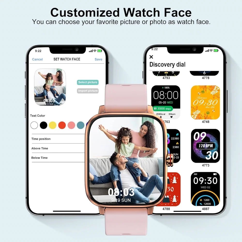 Smartwatch for Women, 1.69“ Smart Watch for Android/Iphone, Make/Receive Calls/Message Alerts/Ip67 Waterproof Outdoor Fitness Tracker Smartwatch (Gold/Pink)Smartwatch for Women, 1.69“ Smart Watch for Android/Iphone, Make/Receive Calls/Message Alerts/Ip67 Waterproof Outdoor Fitness Tracker Smartwatch (Gold/Pink)