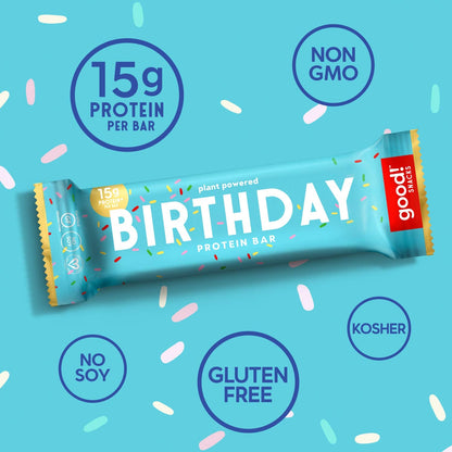 Snacks Birthday Cake Vegan Protein Bar, Soy & Gluten Free, Plant Based, Low Sugar, 15G Clean Protein, Natural Healthy Superfood Snack, Kosher Friendly, for Athletes & Active Lifestyles, 12 BarsSnacks Birthday Cake Vegan Protein Bar, Soy & Gluten Free, Plant Based, Low Sugar, 15G Clean Protein, Natural Healthy Superfood Snack, Kosher Friendly, for Athletes & Active Lifestyles, 12 Bars