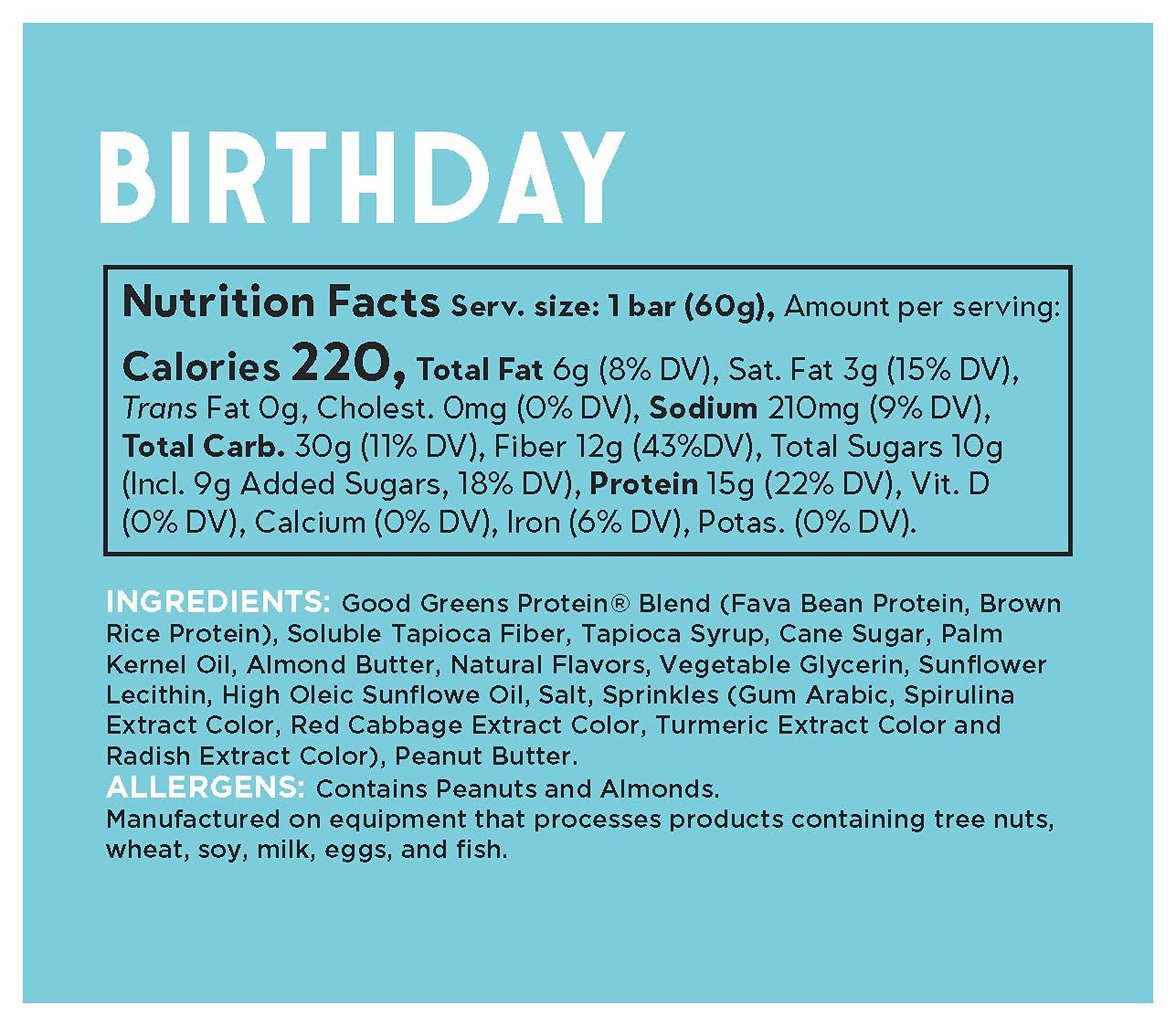 Snacks Birthday Cake Vegan Protein Bar, Soy & Gluten Free, Plant Based, Low Sugar, 15G Clean Protein, Natural Healthy Superfood Snack, Kosher Friendly, for Athletes & Active Lifestyles, 12 BarsSnacks Birthday Cake Vegan Protein Bar, Soy & Gluten Free, Plant Based, Low Sugar, 15G Clean Protein, Natural Healthy Superfood Snack, Kosher Friendly, for Athletes & Active Lifestyles, 12 Bars