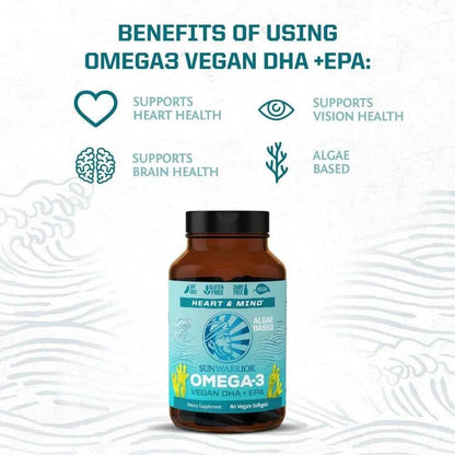 Vegan Omega 3 Fish Oil Supplement | Omega 3 DHA & EPA for Brain and Heart Support, 60CtVegan Omega 3 Fish Oil Supplement | Omega 3 DHA & EPA for Brain and Heart Support, 60Ct
