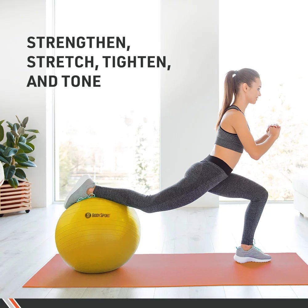 Yellow Fitness Ball (65 Cm), Pump & Exercise Guide Included-Nature Fitness