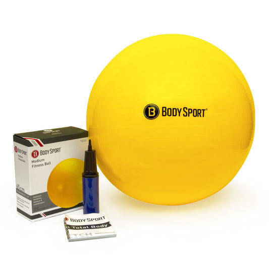Yellow Fitness Ball (65 Cm), Pump & Exercise Guide Included-Nature Fitness