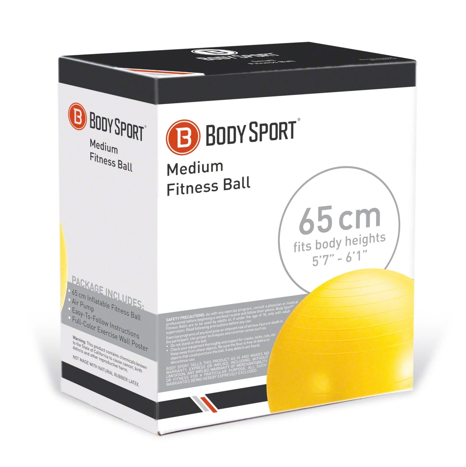 Yellow Fitness Ball (65 Cm), Pump & Exercise Guide Included-Nature Fitness