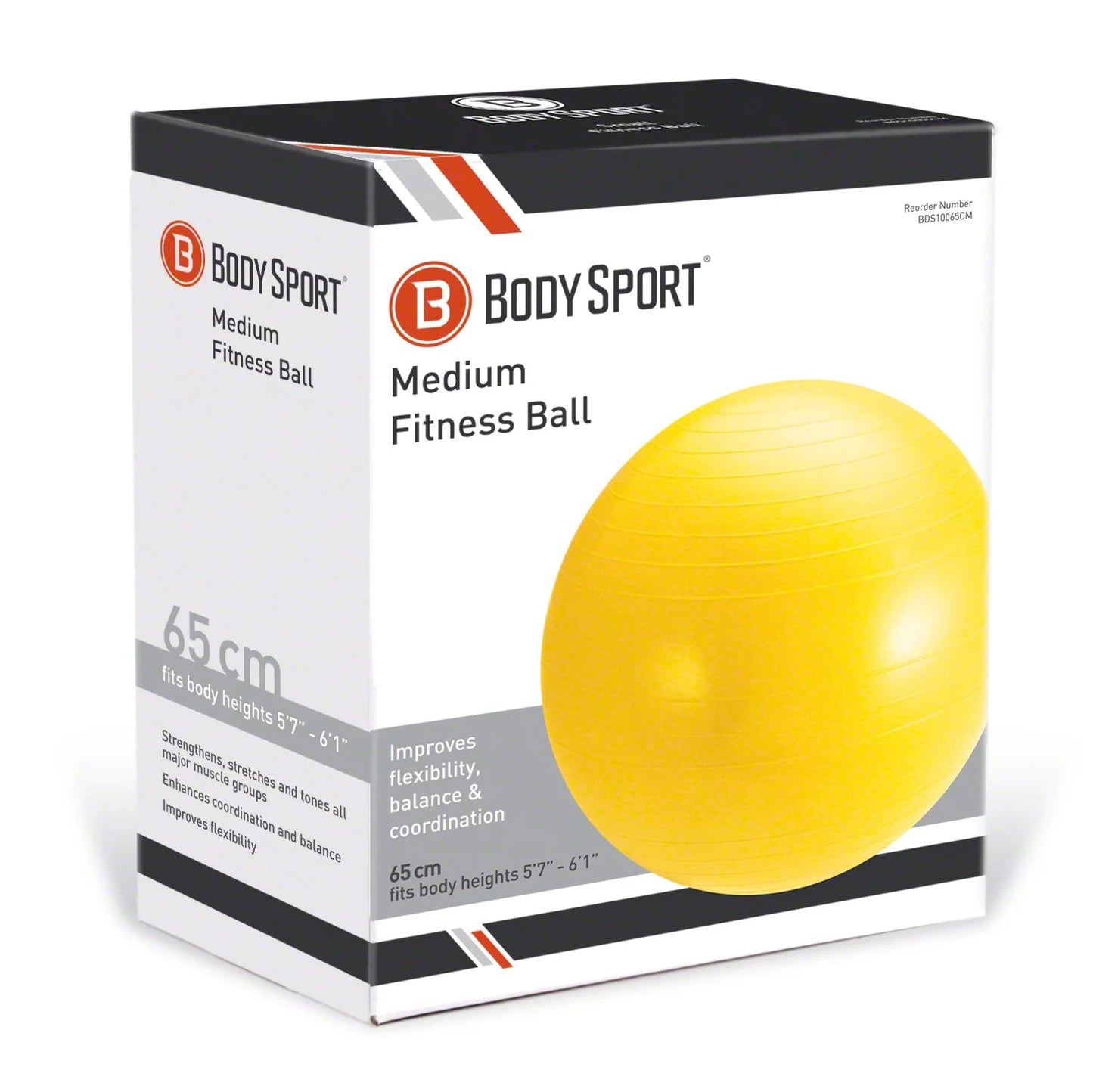 Yellow Fitness Ball (65 Cm), Pump & Exercise Guide Included-Nature Fitness
