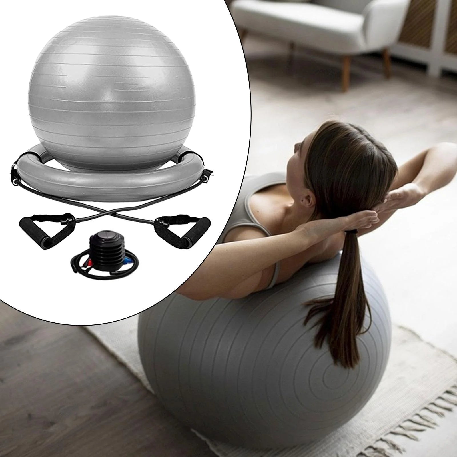 Yoga Ball Chair Kit PVC Heavy Duty Universal with Pump with Inflatable Base-Nature Fitness